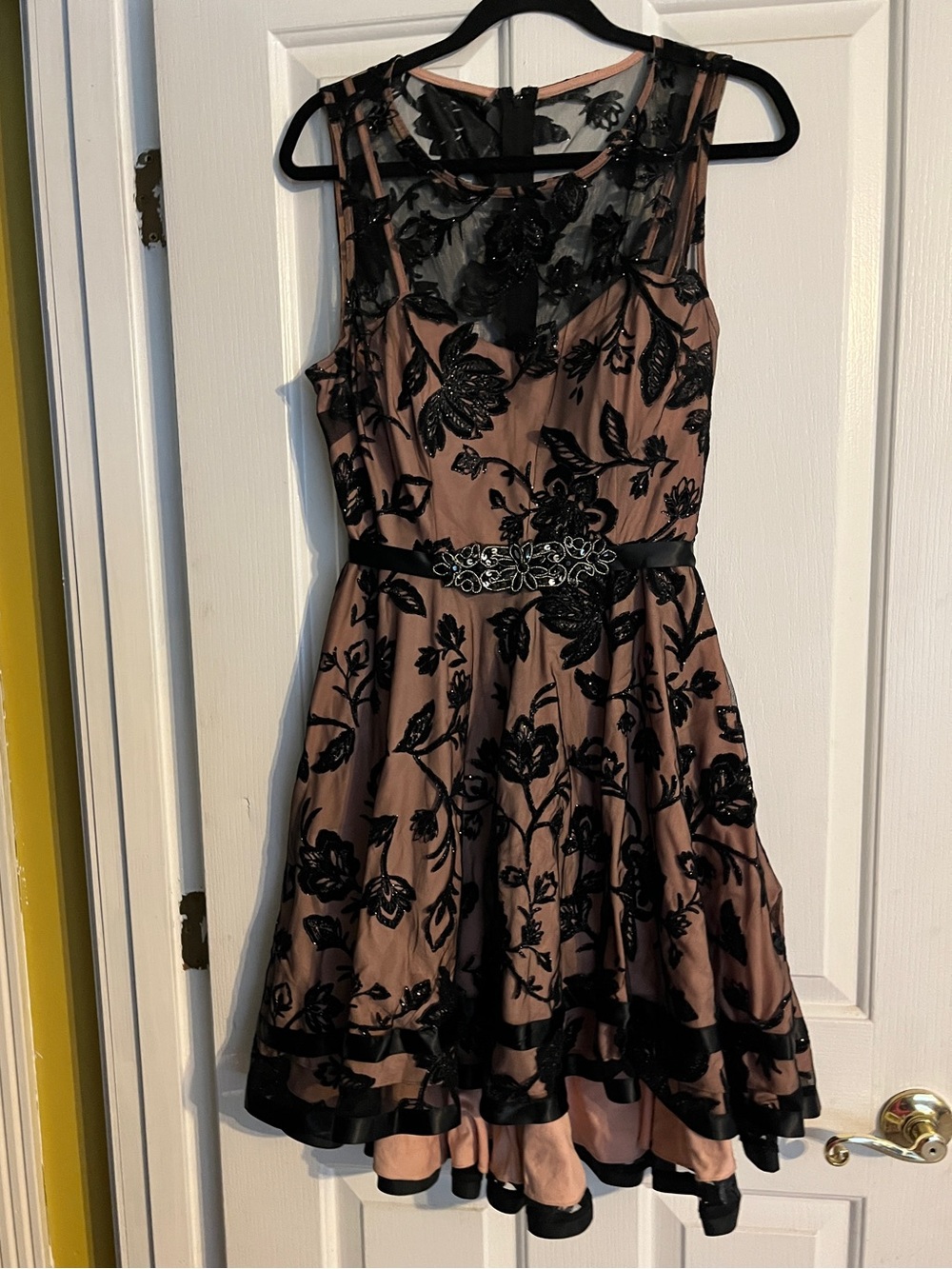 TLC say yes to the dress size 13 Blush Pink A-Line Dress with Black Floral App